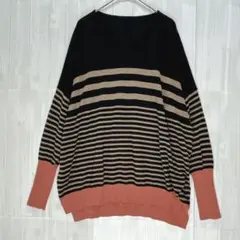 ★土日限定500円セール★ mighty　ディープカフスボーダーニット　F