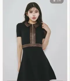 Darich ロゴレザーニットミニワンピース