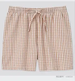 UNIQLO コットンリラコ シアサッカー ギンガム ショートパンツ　Mサイズのサムネイル