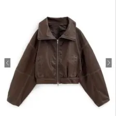 グレイル 襟2Way配色ステッチダブルジップレザーブルゾン