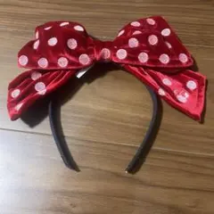 ドット柄リボンカチューシャ　ミニーマウス