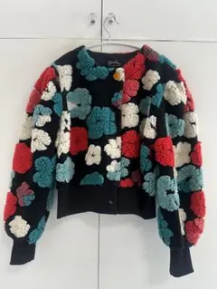 ボアカーディガン フラワー柄 長袖