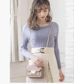 スクエアネック2wayワイドリブニットトップス k8536v ブルー