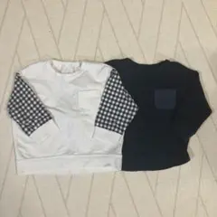 GU 80 チェック 紺　長袖トップス2枚セット