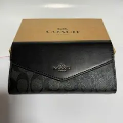 COACH コーチ 長財布 フラップ ブラック CU161