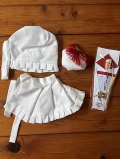 お宮参り用 男の子 女の子 兼用 フードセット（帽子、よだれかけ）