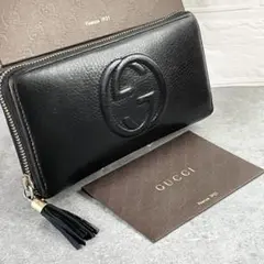 GUCCI グッチ 長財布 ソーホー インターロッキングGG レザー 黒のサムネイル