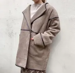 【kasutane】レザーパイピングムートンジャケット/コート