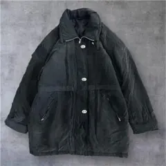 希少 シルク100% 中綿コート ブラック 肉厚 肩パッド トラッド カジュアル