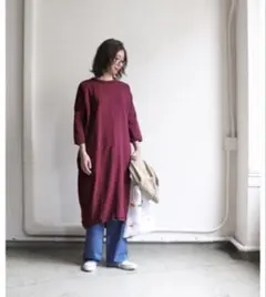 ノースフェイスパープルレーベル　バーガンディ ロングワンピース