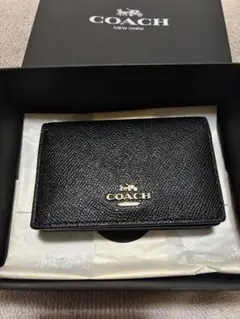 【新品未使用】COACH ブラック レザー 名刺入れ