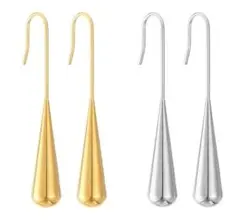 雫 ドロップピアス ☆人気☆ 金 売れ筋 サージカルステンレス シルバーゴールド