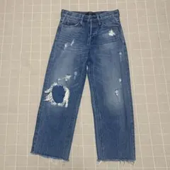 AZUL by moussy S ダメージデニム ワイドレッグ　ストレート