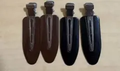 前髪クリップ　黒　茶4個セット