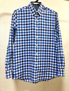 トミーヒルフィガー　ブルー　チェック　長袖シャツ　M スリムフィット
