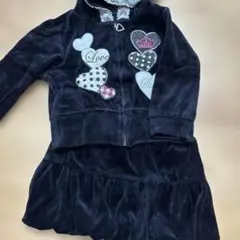 黒いハート柄パーカー　スカート　上下セット