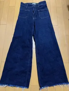 ZARA ダークブルー ワイドレッグデニム