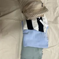 ベージュカーディガン、ストライプポロシャツ、トレーナー2 計4点セット（S-M）