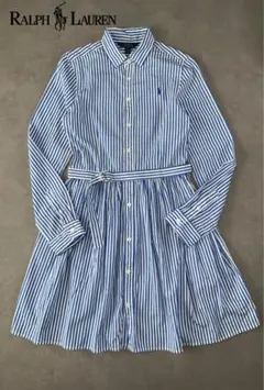 POLO RALPH LAUREN ラルフ シャツ ワンピース ストライプ 白青のサムネイル