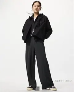 ユニクロ　クレープジャージーストレートパンツ 丈短め