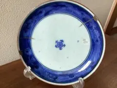 古伊万里 染付 小皿 江戸時代 陽刻 豆皿 骨董 金継ぎ 金直し