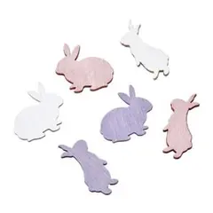 ［ウッドパーツ］パステルラビットパーツ（ピンク×パープル）　6ピース