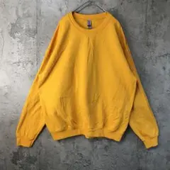 B921古着　トレーナー　スウェット　黄　無地　90s Y2K