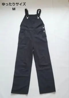 美品　ブラックデニム オーバーオール サロペット　コットン 黒　ゆったり　М