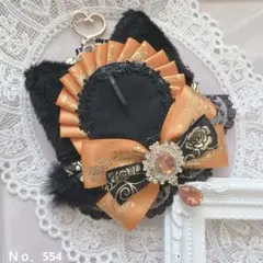 猫耳ロゼット　痛ロゼット オレンジ ロゼット 黒猫　推し活　痛バ