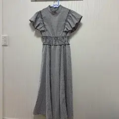 GRL チェックのロング半袖ワンピース　 フリーサイズ