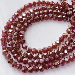 bm011/SALE！ガラスビーズ◇多面カット　レッド系　4連