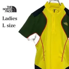 ノースフェイス　ハーフジップ　半袖　シャツ　レディース　L イエロー