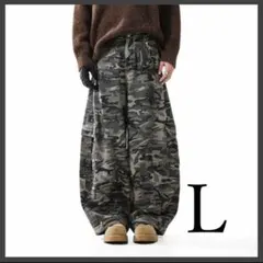 迷彩デニム 韓国 Y2K カモフラージュ ワイドバギーデニム カーゴパンツ