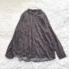 【ニコアンド】 長袖シャツ　ブラウス　花柄　総柄　黒　ゆったり　透け感　サイズ④