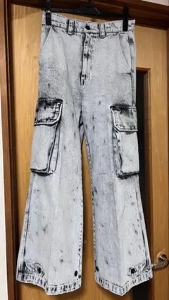CLEL デニムフレアカーゴパンツ リメイク