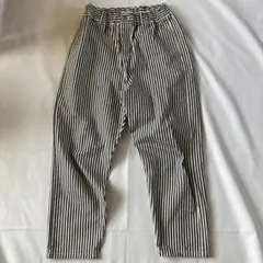 ichi イチ 白/ネイビーストライプ カジュアルパンツ M 美品