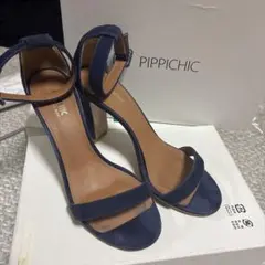 PIPPICHIC ネイビー ストラップヒールサンダル