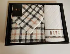 【新品未使用】DAKS タオルセット チェック柄 ホワイト 外箱無し