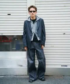 nvrfrgt 3D TWISTED WIDE LEG JEANS インディゴ