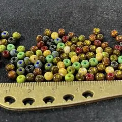 チェコ ガラスビーズ 4mm ピカソ柄 10g DIY アクセサリー材料