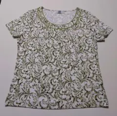 J.PRESS 半袖 Tシャツ カットソー　花柄　ボタニカル　L　ラメのサムネイル