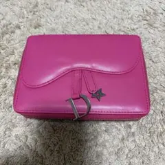 ディオールDIOR ピンクポーチケース リップ小物入れ ミラー付き