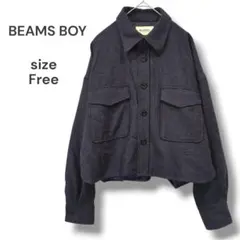 BEAMS BOY　ショートヘリンボーンCPOジャケット　ネイビー　ウール混のサムネイル