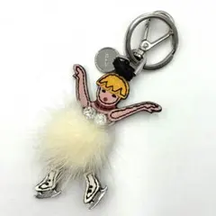 希少 極美品 プラダ アイススケート キーホルダー ミンクファー サフィアーノ