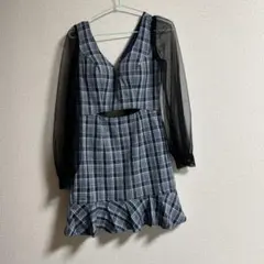 チェック柄シースルードレス　キャバドレス