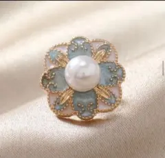 ピンバッジ ブローチ コサージュ パール 花 アンティーク 風 アクセサリー