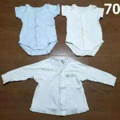 コットン製ホワイト長袖肌着　ベビーボディスーツ　70cm　まとめ売り