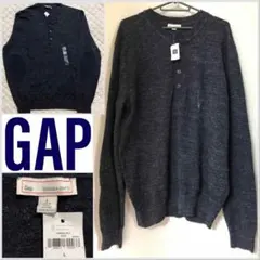 タグ付 未使用 新品 GAP ヘンリーネック ニット 霜降り 紺のサムネイル