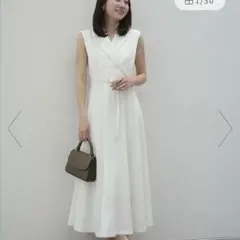 ノースリーブ テーラードカラー ロングワンピース ホワイトのサムネイル