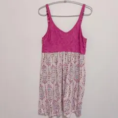 ノースリーブワンピース 【Free】キャミワンピ 花柄 肩紐調整可能 柔らか生地